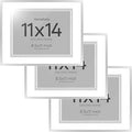Homeforia 11x14 Diploma Frame Silver, High End Metal 11 x 14 Certificate Frames with Mat 8.5 by 11, 11by14 Document Frame Matted to 8.5x11, Award Graduation Frames, Tempered Glass, Wall Kit, Set of 3