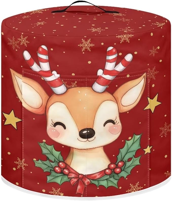 Moose Air Fryer Cover Dust Cover Compatible with Instant Pot Dust Protection Kitchen Appliance Cover with Top Handle and Storage Pockets Thanksgiving Holidays Decor M