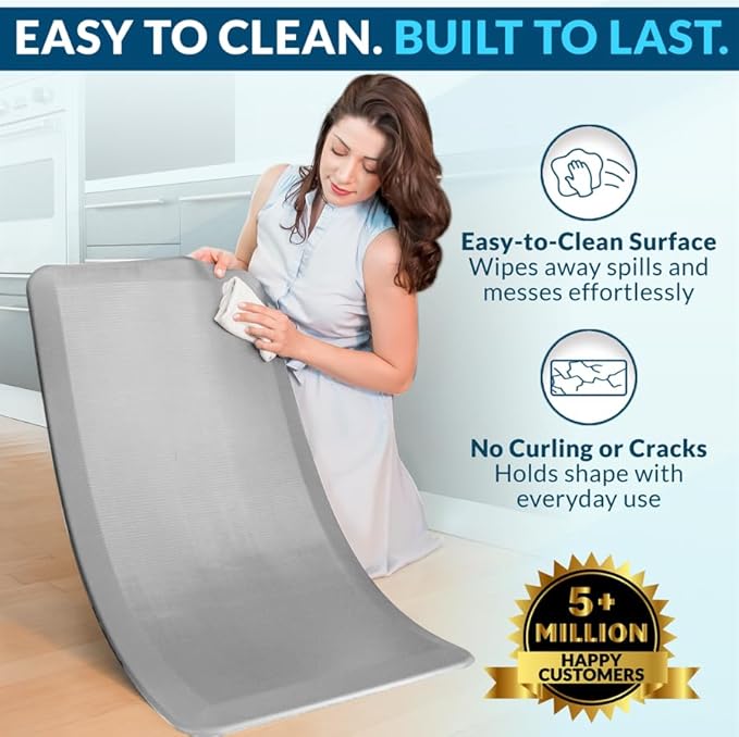 ComfiLife Anti Fatigue Floor Mat – 3/4 Inch Thick Kitchen Mats for Floor, Standing Desk Mat, Kitchen Rug – Comfort at Home, Office – Durable – Stain Resistant – Non-Slip Bottom (20" x 39", Silver)