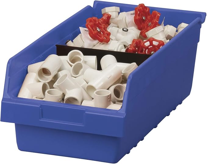 Akro-Mils 30088 ShelfMax Plastic Nesting Shelf Bin Box, 18-Inch L by 8-Inch W by 6-Inch H, Blue, Case of 8
