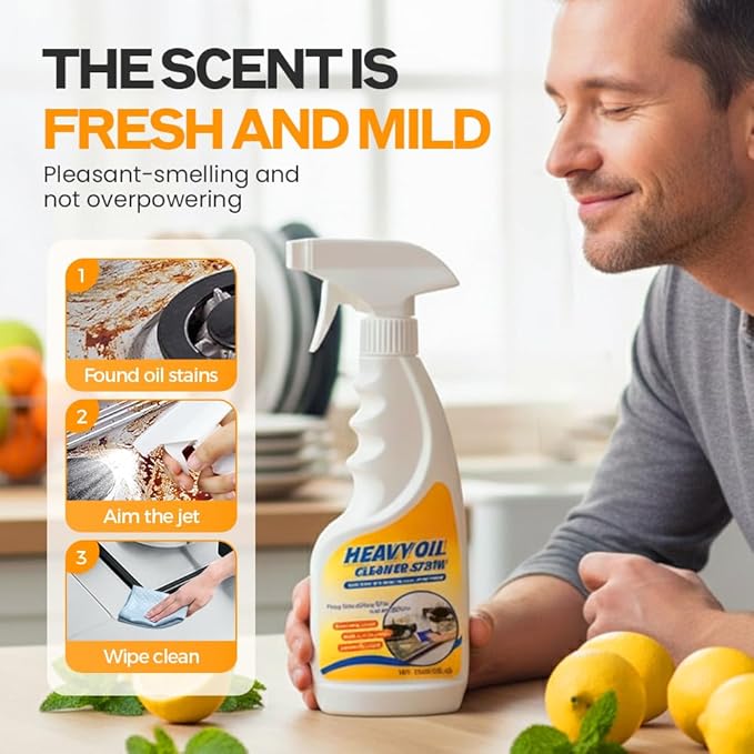 Heavy Oil Multi Purpose Cleaner Stain, Effective Multi-Purpose Cleaner with Kitchen Cleaning Sponges for Household, Oven, Stove, Range Hood, Sink, Heavy Oil Cleane (2PCS)