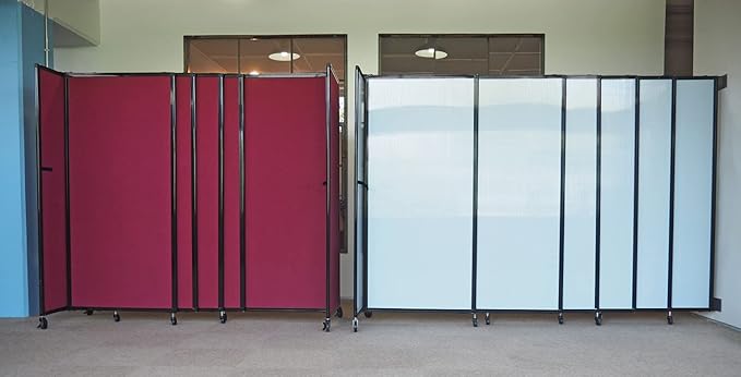 Wall-Mounted Sliding StraightWall Room Divider | Adjustable Widths | Locking Wheels | Room Separator | Up to 19'9" Wide x 6'10" Tall Ocean Fabric Panels