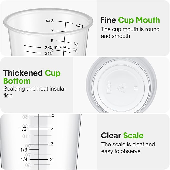 Yunsailing 200 Pack Disposable Measuring Cups for Resin 8 oz Clear Plastic Epoxy Reusable Liquid Mixing Cups for Cooking and Baking Supplies