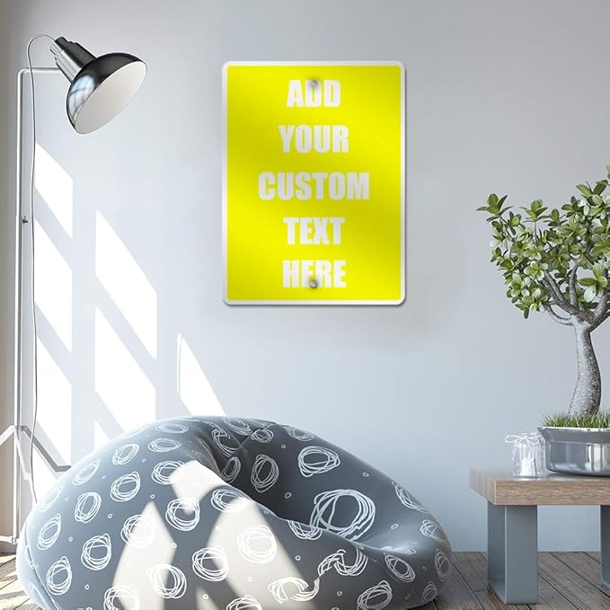 Aluminum Weatherproof Metal Sign Multiple Sizes Custom Personalized Text Here Yellow White Caution Vertical Street 9x12Inches