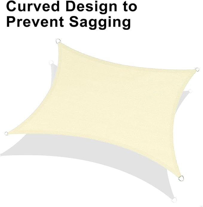 LOVE STORY Custom Size 10' x 13' Butter Cream Sun Shade Sail Canopy Commercial Rectangle Sail Shade Fabric for Patio Garden Backyard Pool (Customized)