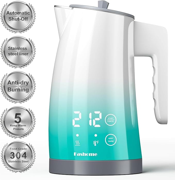 Electric Kettle with Temperature Control, 5 Preset Temps, 2H Keep Warm -1200W Quiet Water Boiler,Electric Tea Kettle with BPA-Free, Digital Cool-Touch, Rotating Base for Home,Office(Blue Gradient)