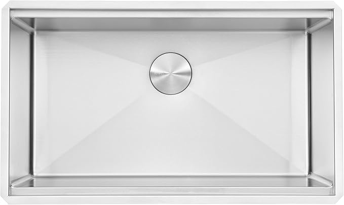 Ruvati 33-inch Round Corner Undermount 16 Gauge Stainless Steel Workstation Kitchen Sink Single Bowl – Soundproof Multifunction Chef Sink with Cutting Board & Accessories – RVH8303