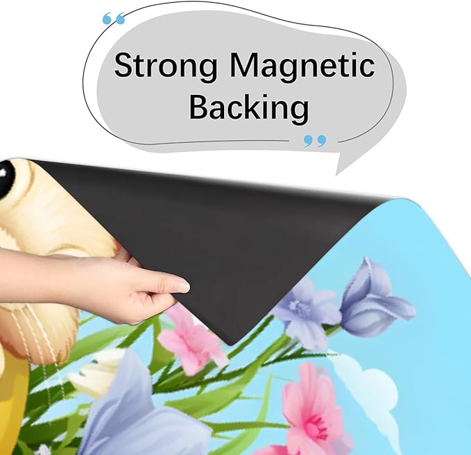 Easter Bunny Egg Bright Flower Dishwasher Magnet Cover, Reusable Refrigerator Panel Stickers Microwave Front Door Covers Magnets for Kitchen Home Appliances Holiday Party Decorations 23 X 26 in