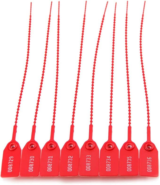 Security Seal, Numbered Zip Ties for Fire Extinguisher Pull Tite Tamper Proof Tags Self Locking Plastic Label 250mm Pack of 1000 (Red)