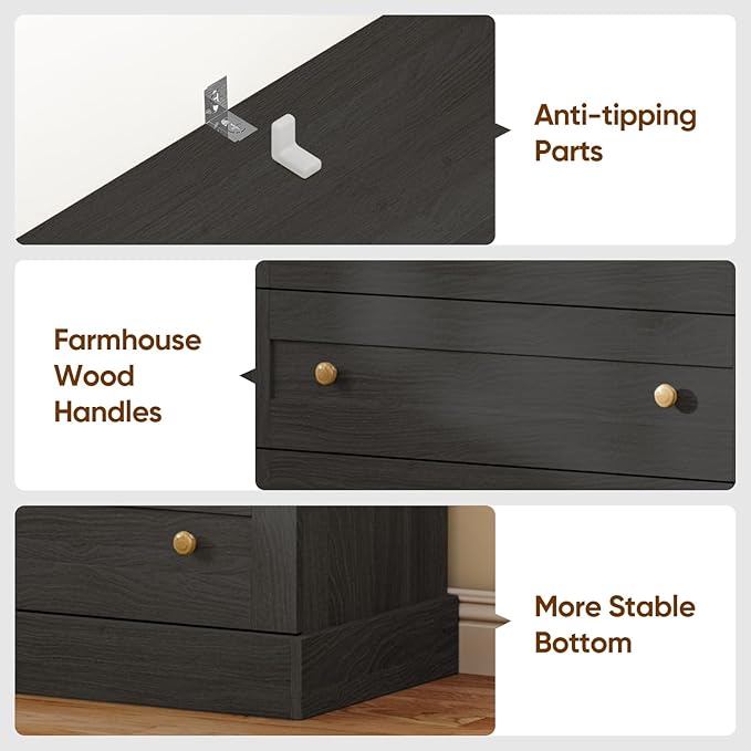 Vyre 71" Tall Farmhouse Kitchen Pantry, Set of 4 Large Storage Cabinets with 3 Drawers, Adjustable Shelves, Wood Versatile Hutch Cabinet for Living Room, Dining Room, Black