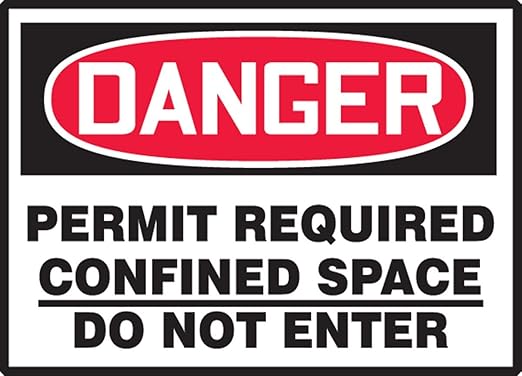 AccuformNMC "Danger Permit Required: Confined Space Do Not Enter", 5 Adhesive Vinyl Safety Labels, 3.5" x 5", LCSP264VSP, American Made Safety Tags, Signs, and Labels