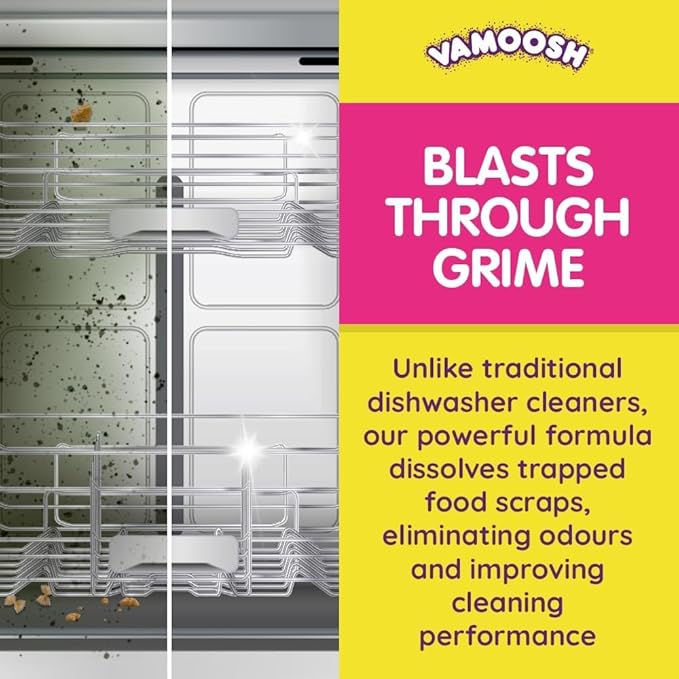 Vamoosh 6-in1 Dishwasher Cleaner | Deep Cleanse for Heavy-Duty Cleaning | Limescale Removal | Grease Elimination | Eco-Friendly | Hygienically Cleans | Environment Friendly | 100g (Pack of 2)