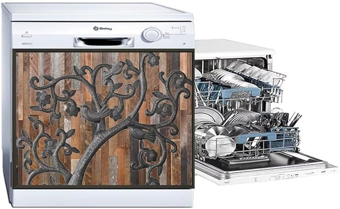 Tree of Life Dishwasher Magnet Cover Birds Fridge Sticker, Stainless Steel Tree Magnetic Refrigerator Panel Cover, Wood Door Magnet Dishwasher Skin Cover (23" x 17" Magnetic)