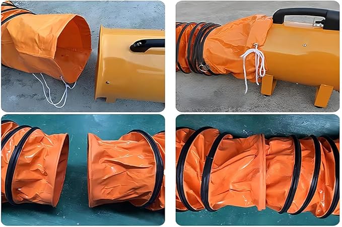 PVC Flexible Duct Hose, HVAC Duct Hosing Flame Retardant for Ventilator Utility Blower Fan with Adjustable Rope and D-Ring, Easy Storage (14inx16ft)
