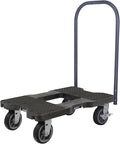 SNAP-LOC, All Terrain 4 Wheel Black Push Cart Dolly, Heavy Duty Dolly Cart, 6 Inch Casters, Push Bar & E Strap Attachment Included, 1,500 lb Capacity, Made in USA, Black