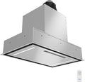 Awoco 30”W Flush Ceiling Mount Insert Island Range Hood, Stainless Steel 4 Speeds 700 CFM, 6” Round Vent LED Lights Remote Control (30"W)