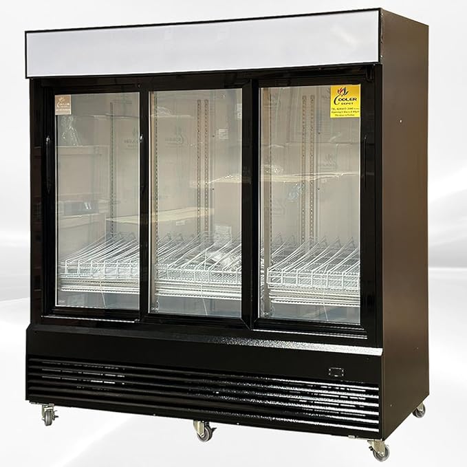 Commercial Refrigerator Glass 3-door Sliding Door NSF Merchandiser 78"Width X32"DX81"H Beverage Drink Cooler,Flower/Floral Refrigerator, ETL,NSF, Upright, Capacity 69 cuft,110V CSM-68RS