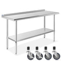 GRIDMANN Stainless Steel Table 60 in. x 24 in., NSF Commercial Kitchen Prep & Work Table w/Backsplash and Wheels