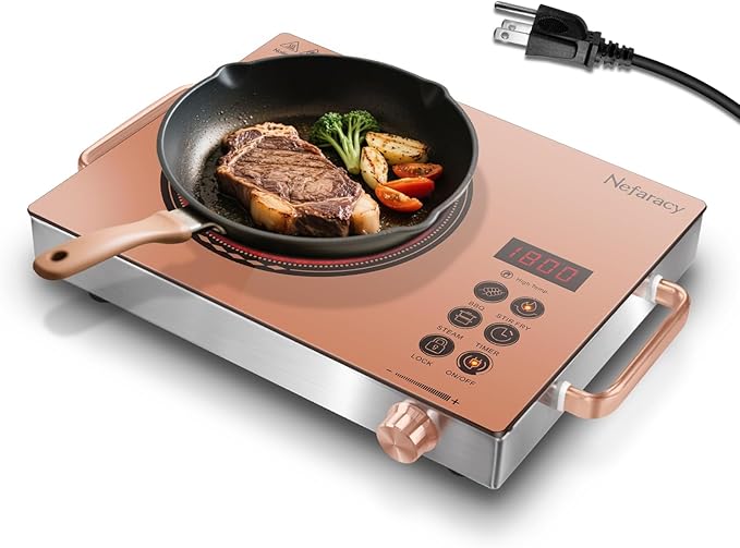 Electric Cooktop Single Burner, 110V Portable Electric Stove 1800W, One Burner Hot Plate with Knob & Touch Control, Countertop, Timer & Safety Lock, 110-120V Plug in(Orange)