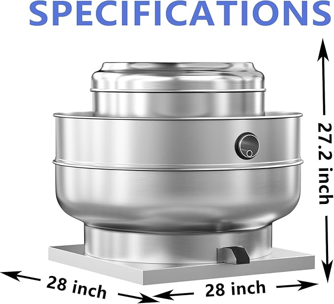 Restaurant Hood Grease Rated Exhaust Fan Food Truck Exhuast Fan Direct Drive Centrifugal Upblast Exhaust Fan 2HP 208-230V Single Phase Motor 6300 CFM, ETL Listed