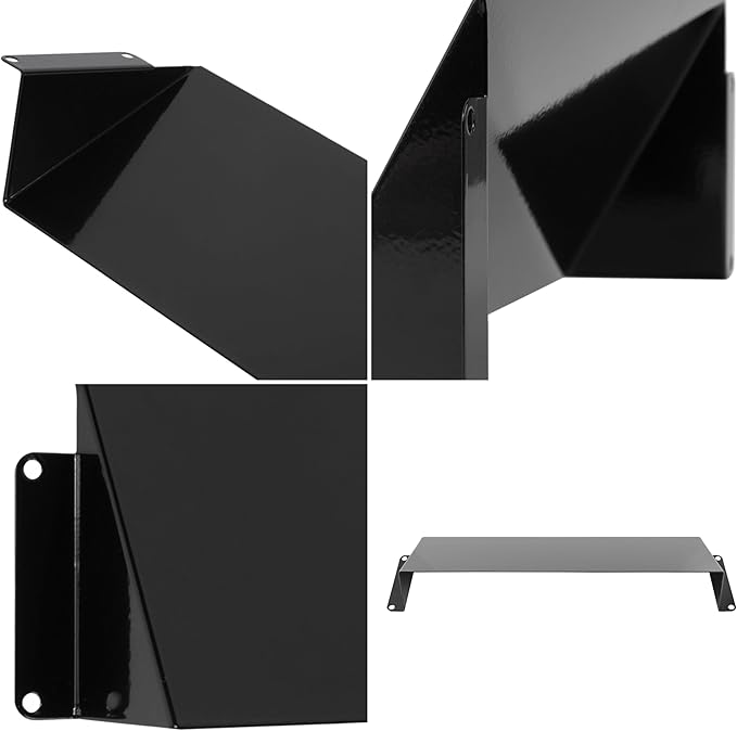 Repa Market 10 x 3 Inch Black Galvanized Steel Vent Cover - Duct Exhaust/Inlet Rain Deflector - Weatherproof Guard for Ventilation Systems/Indoor/Outdoor Vent Hood/Air Vent Grille Protection Roof