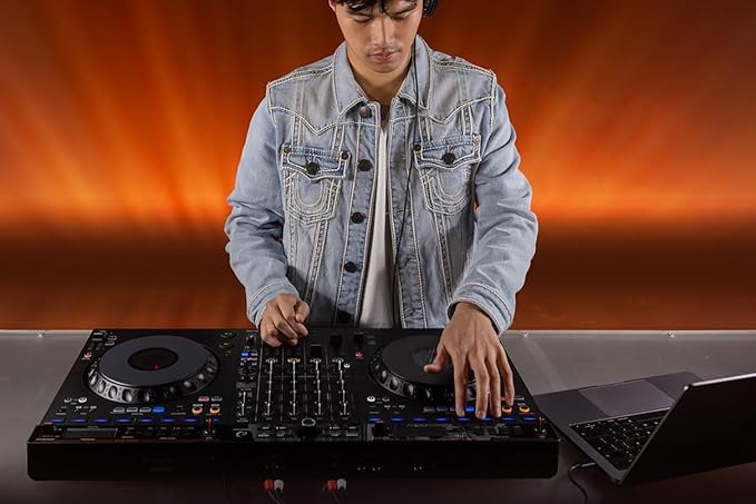 AlphaTheta DDJ-GRV6 4-Channel Performance DJ Controller Bundle with Case, Headphones, and Austin Bazaar Polishing Cloth