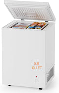 Bodacious Ultra Quiet Deep Freezer - 5.0 Cu Ft Compact Chest Freezer with Fast Freeze Performance, Low Power Consumption, Ideal for Homes, Apartments, Garages, Dorms, Small Shops