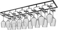 Xverycan Wine Glass Rack Under Cabinet, 8 Row Extreme Large Stemware Hanger, Metal Wine Goblet Holder, DIY Bar Glass Storage Rack for Bar Counter, Kitchen, Screws Included (Black)