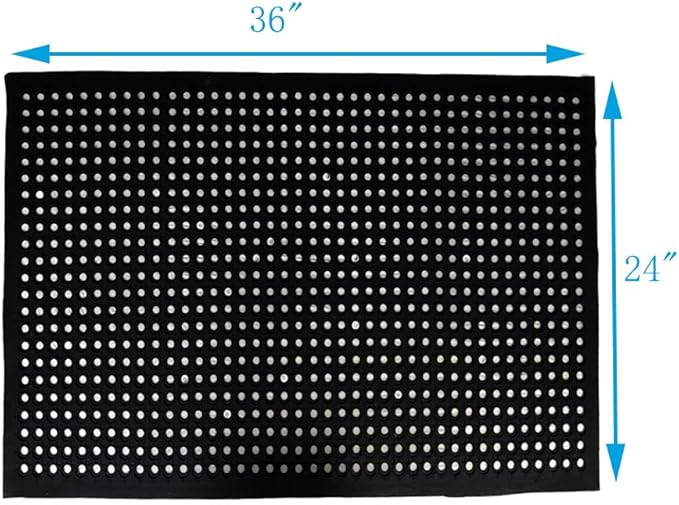 Anti-Fatigue Rubber Floor Mat - NANBOWANG Commercial Grade Grease Resistant Non-Slip Recycle Tyre Floor Mats for Restaurant Kitchen Bar Garden Outdoor Wet Area(24"X36")
