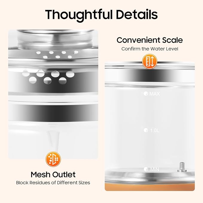 1.8L Electric Kettle, 800W Multifunctional Glass Kettle with Stainless Steel Strainer & Steamed Eggs Holder, 12 Modes Hot Beverage Tea Maker and Kettle for Soup, Porridge, Herbal Tea, 110V