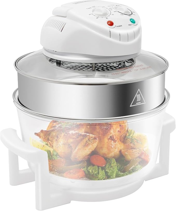 Turbo Air Fryer 18 QT Large Capacity, 1400W Convection Oven Countertop, Glass Airfryer Containers with Storage Lids, Temperature Control Range 32℉-482℉
