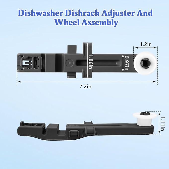 W10571738 Dishwasher Upper Dishrack Adjuster And Wheel Assembly Compatible with Whirlpool Maytag Dishwasher Top Rack Wheel Assembly Replacement Parts 3449627 PS11756470 WPW10571738 AP6023130 (4 Pack)