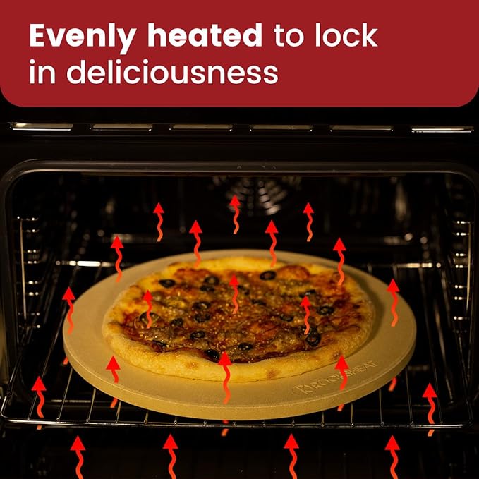 K ROCKSHEAT Pizza Stone Round 16 Inch for Grill and Oven, Large Cordierite Baking Stone for Bread, Safe Circular Cooking Stone for Grill 16", Easy to Clean