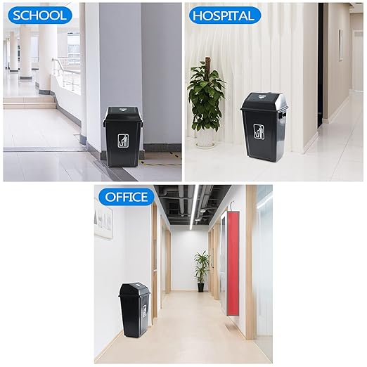 4-Pack 13 Gallon Kitchen Trash Can with Lid, Plastic Garbage Bin for Kitchen, Gray
