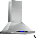 Range Hood, EKON Wall Mount Hood 900 CFM Kitchen Hood Vent 4 Speeds Touch Control LCD Display With Remote /3 Pcs Baffle Filters / 2 Pcs 3W Led Lamp/Vent-less or Recirculation Operation (NAP02-36IN)