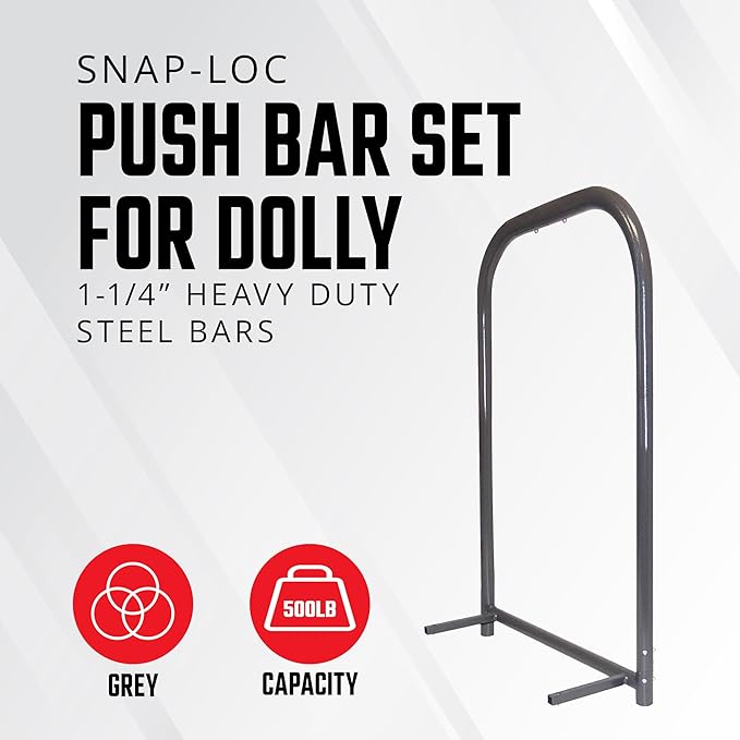 Snap-Loc Push Bar Set Converts Dolly to Push Cart, Easy Installation, Durable Steel Construction & Adjustable Height