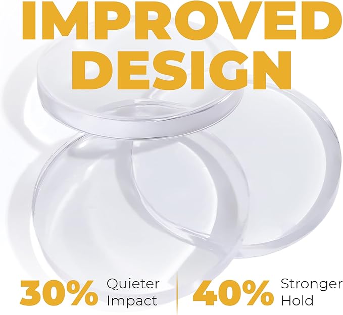 Large 2" Door Knob Wall Protectors – 6 Clear Self-Adhesive Silicone Bumper Pads in Damp Button Shape – Noise Dampening Wall & Furniture Guards by VELLAX