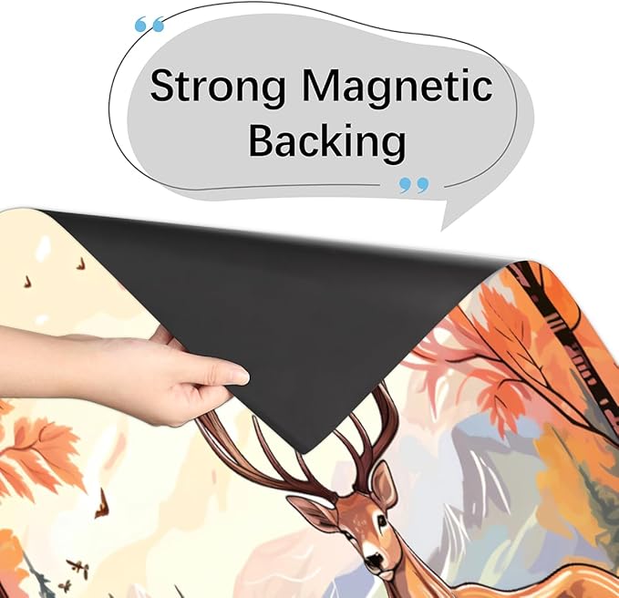 Pastel Autumn Elk Dishwasher Magnet Cover, Reusable Refrigerator Panel Stickers Microwave Front Door Covers Magnets for Kitchen Home Appliances Holiday Party Decorations 23 X 26 in