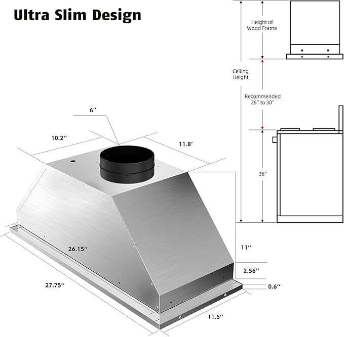Range Hood Insert 30 inch,Built-in Kitchen Hood with 900 CFM, Ducted/Ductless Convertible Kitchen Vent Hood,Stainless Steel Stove Hood with 4 Speed Gesture Sensing&Touch Control Panel