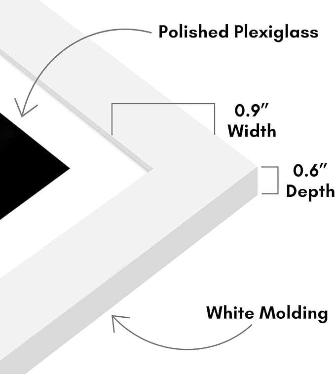 Americanflat 5x7 Picture Frame with Polished Plexiglass - Set of 5 - Use as 4x6 Frame with Mat or Display 5x7 Photo Without Mat - Galleria Collection - Picture Frames for Tabletop and Wall - White