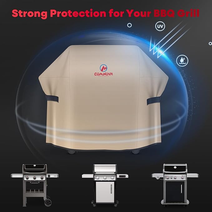 Comnova Grill Cover 51 Inch - 600D BBQ Cover for Outdoor Grill Waterproof and Heavy Duty, 51 Inch Barbecue Gas Grill Covers for Weber, Char-Broil, Nexgrill, Monument, Dyna-glo, Brinkmann and More