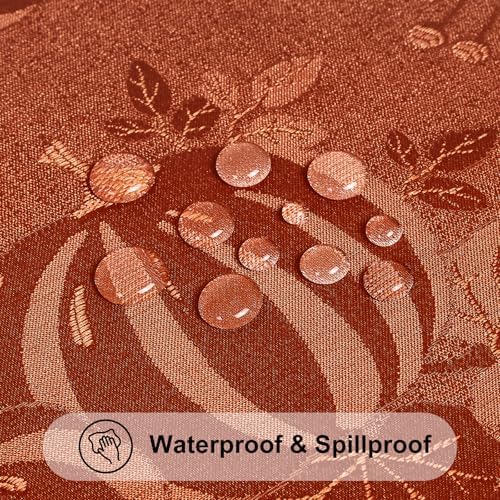 Smiry 60x84 Inch Thanksgiving Jacquard Oval Table Cloth for Fall
