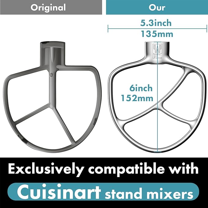 Flat Beater Replacement 5.5-Quart Stand Mixer/Polished 18/8 Stainless Steel Accessories/No coating/Dishwasher Safe