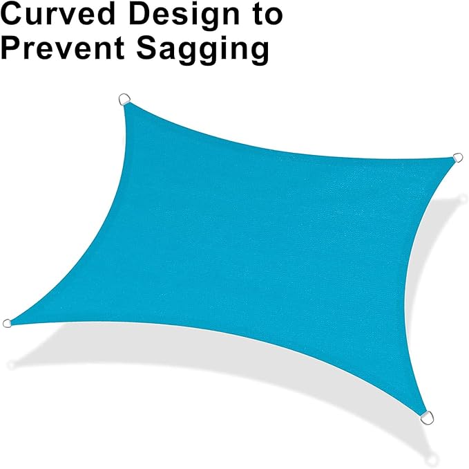 LOVE STORY 14' x 14' Turquoise Blue Sun Shade Sail Rectangle SS-208 UV Block Shade Canopy Sunshade for Patio Garden Backyard (We Make Custom Size)