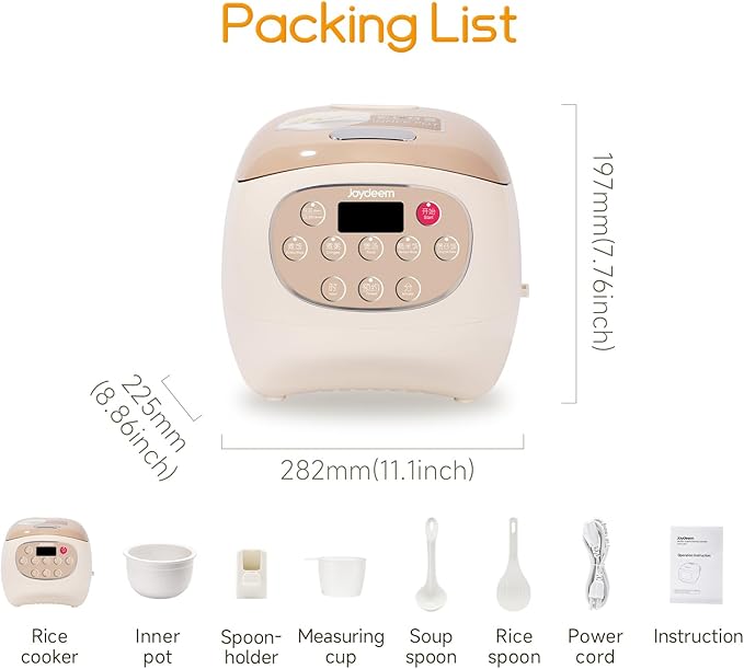 Joydeem Mini Ceramic Rice Cooker, 2.5 Cups Uncooked Rice Cookers with Pure Ceramic Inner Pot, Healthy & PFOA Free, 1.2L/1.3 qt, DFB-C120