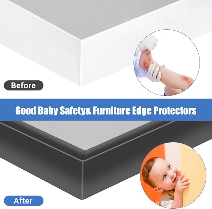 Rubber Edge Trim, Self-Adhesive U Shaped Edge Protector for Plywood, Cabinet, 1-5/8" Wood Edge Banding, Flexible Furniture Repair, EPDM Material, Fit 1-5/8"(41mm), Length 20Ft, Black