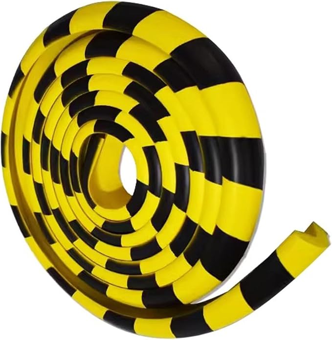 Wall Edge Corner Guards, 196.9in/5m Yellow Black Safety Bumpers, Self-Adhesive Foam Protector Padding, Protective Barriers for Installation On Furniture
