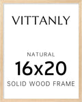 Vittanly 16x20 Picture Frame, Solid Wood Frame with Plexiglass, Includes 11x14 Mat, Wall Hanging for Photos, Home Decor, Natural, 1 Pack