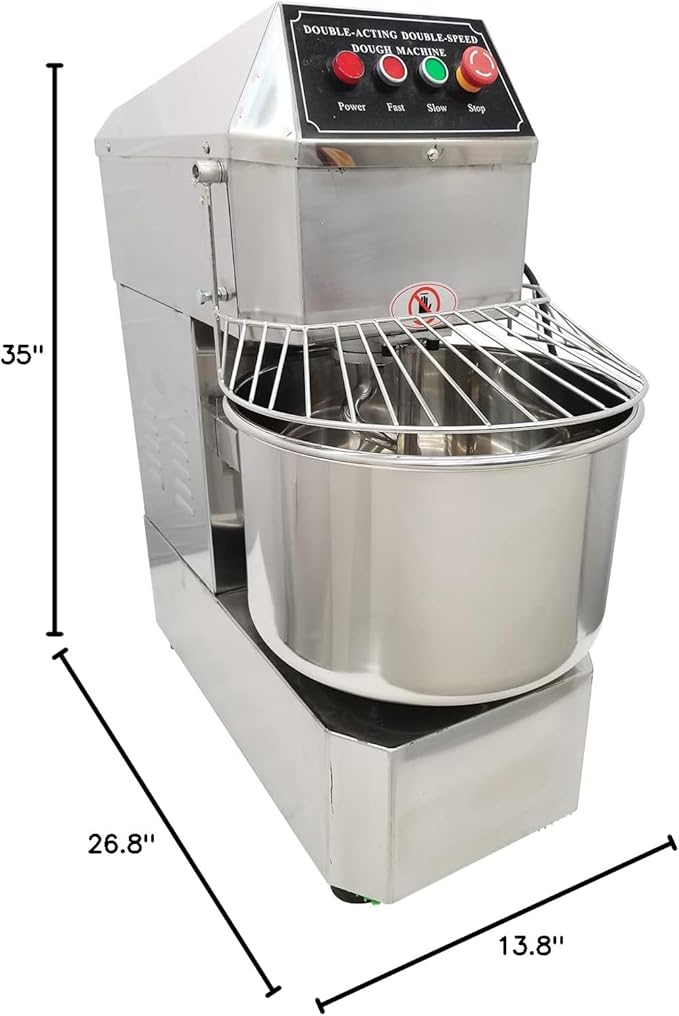 Commercial Dough Mixer, 20L Stainless Steel Bowl Electric Stand Mixer, Dual Rotating Dough Kneading Machine with 2 Speeds Adjustable, Heavy Duty Dough Mixing Machine for Bakery Pizzeria
