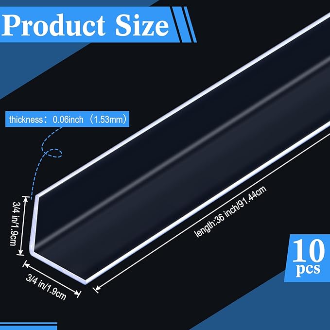Sasylvia 10 Pcs Wall Corner Protector Guards, 3/4 x 36 Inches, Avoid Scratching Scuffs, Vinyl Corner Trim Molding, Ease Install and Cleaning for Door Countertop Furniture Cabinet Protection(Clear)